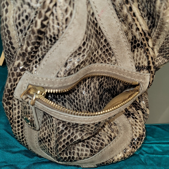 Jimmy Choo Taupe Snakeskin-Print Shoulder Bag - Picture 9 of 11